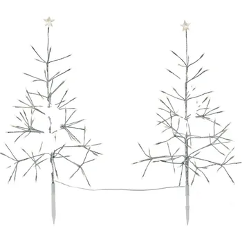 Vánoční světelná dekorace Dekorativní stromek s hvězdou Magické světlo 80 cm 80 LED teplá bílá 2 ks