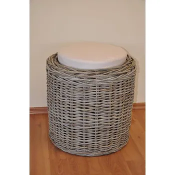 Obývací pokoj Kulatý ratanový taburet - AX