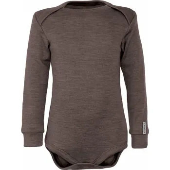 Merino body dlouhý rukáv - Hnědý melír, Crawler Velikost: 62-68/74