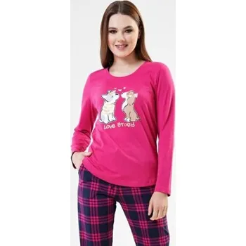 Dámské pyžamo Dámské pyžamo dlouhé Vienetta Secret Love story tmavě růžová XL