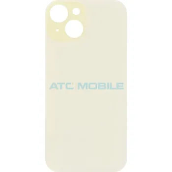 Náhradní kryt pro mobilní telefon iPhone 15 zadní kryt (sklo) žlutý s logem (OEM) - Big Hole a zpět 21 Kč s ATC Clubem