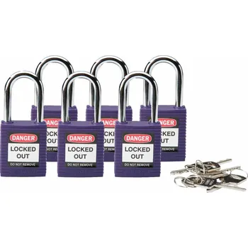 Visací zámek SFTY PADLOCK STEEL 38MM SHA PURPLE 6/PAC