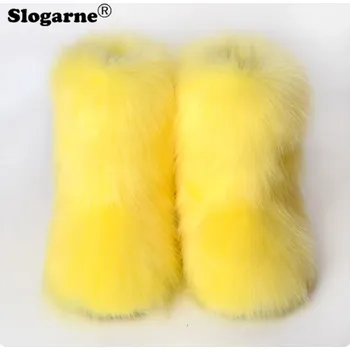 Dámská zimní obuv Extravagantní dámské zimní chlupaté boty Barva: Žlutá, Velikost EUR: 44