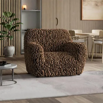 Napínací potah decoDoma napínací potah na křeslo bielastický VELVET hnědé křeslo (š. 60 - 110 cm)