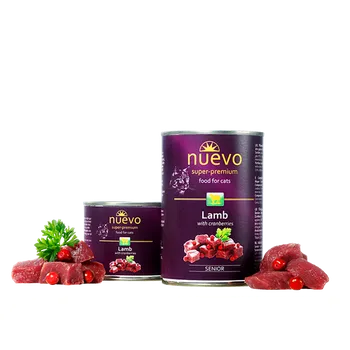 Krmivo pro kočku Nuevo kočka Senior Jehněčí s brusinkami konzerva 400g