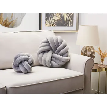 Dekorativní polštářek Dekorativní polštář šedý samet 30 x 30 cm ve tvaru uzlu plyšový dekorační moderní design doplněk do interiéru Beliani