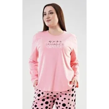 Dámské pyžamo Dámské pyžamo dlouhé Vienetta Secret Simona šedá 3XL