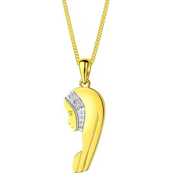 Přívěsek Zlatý přívěsek s brilianty - Matka Boží - 0,01 ct - ryzost 585 - 220.597