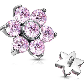 Piercing Microdermal - ozdobná část kytička růžová