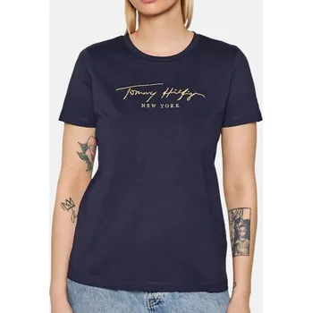 Dámské tričko Dámské modré triko Tommy Hilfiger - Velikost S, Barva Modrá 55466 WW0WW32781