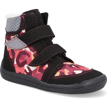 Dívčí zimní obuv Barefoot dětské zimní boty Beda - Black Candy s okopem vegan růžové Velikost: 29