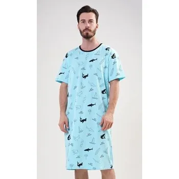 Pánská noční košile Pánská noční košile s krátkým rukávem Vienetta Secret Oceán azurová M