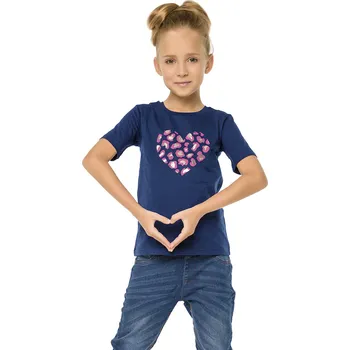 Dívčí tričko Heart - navy 134