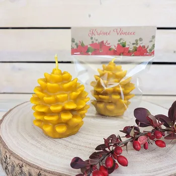 Svíčka Svíčka z včelího vosku - Vánoční šiška