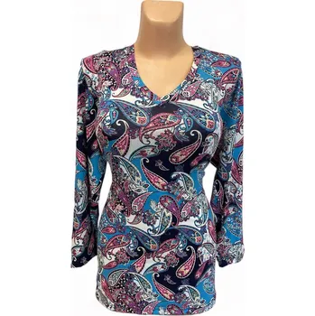 Dámská tunika Kašmírová halenka BOŽENA, Barva Světle modrá, Velikost XXL 48, Materiál 96% Viskoza 4% Lycra