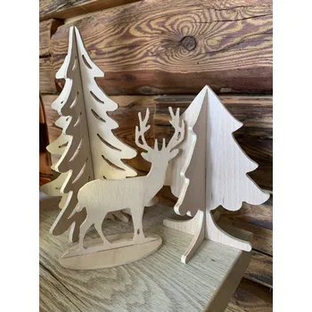 Vánoční dekorace 569019 Dřevěný stromeček Víška: Sada 1