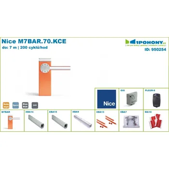Závora Nice M7BAR.70.KCE plná sada automatické závory do 7,00 širokých vjezdů