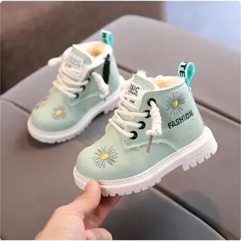 Dětská treková obuv Čína Dětské zimní kotníčkové boty s tkaničkami Barva: zelená, Velikost EUR: 26