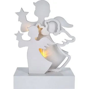 Vánoce LED anděl dřevěný 1V219 15 x 10,5 x 4,9 cm bílá