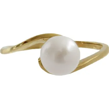 Prsten Tenký zlatý prsten s perlou, 1.95 g, 56