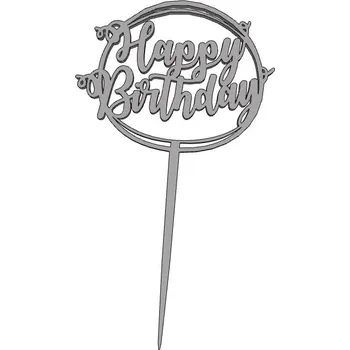 Happy Birthday č.11 - plastový zápich - Tmavě zlatá