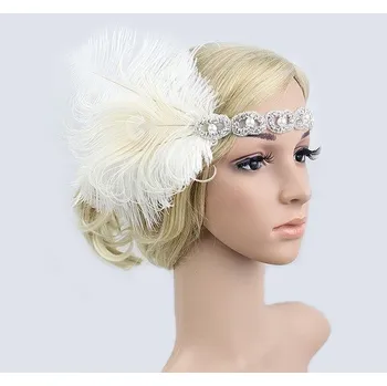 Souprava šperků B-TOP Luxusní čelenka do vlasů s kamínky a peřím ve VINTAGE stylu 62987