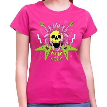 Pánské tričko Tričko - PUNK ROCK, Barva látky růžová , Střih Dámsky, Velikost Dětské 110 cm/4léta