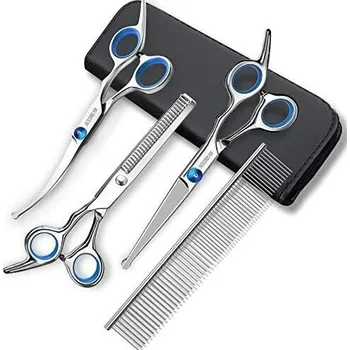Profesionální velká sada nůžek na úpravu zvířecí srsti - Stříbrná, modrá
