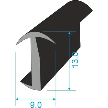 Těsnění karosérie TKP 598 Pryžový profil tvaru "T" 9x13mm, EPDM 60ShA
