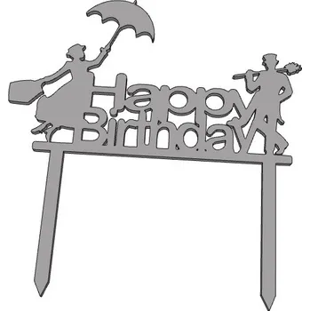 Happy Birthday č.8 - plastový zápich - Růžová