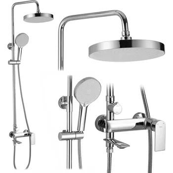 Vodovodní baterie Rea Veneta, vanová/sprchová souprava s dešťovou hlavovou sprchou a ruční hlavicí, chromová, REA-P7843