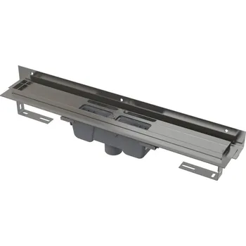 Odvodňovací žlab Podlahový žlab Alcadrain (Alcaplast) s okrajem pro perforovaný rošt a s nastavitelným límcem ke stěně, svislý odtok APZ1004-1050