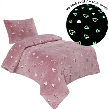 Povlečení Mikroflanelové povlečení SRDCE se svítícím efektem