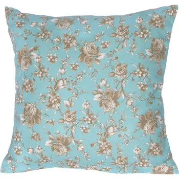 Polštář Bytový Textil Škodák a.s. Povlak dekorativní - hnědé květy na mintové, 45x45 cm