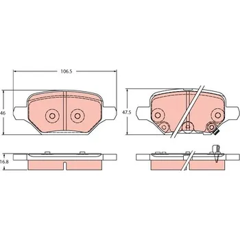 Brzdová destička Sada brzdových destiček, kotoučová brzda TRW GDB2406