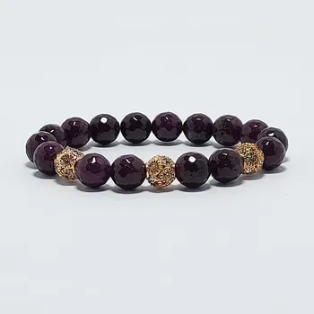 Náramek Damský náramek z minerálů 10 mm - švestkový nefrit - broušené