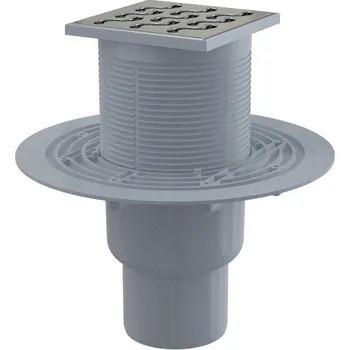 Kanalizační potrubí Podlahová vpust Alcadrain (Alcaplast) 105 x 105/50/75 mm přímá, mřížka nerez, vodní zápachová uzávěra APV202