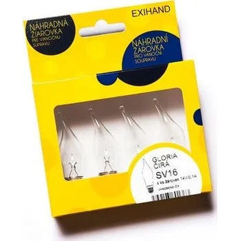 Vánoční dekorace EXIHAND 166200.T.B Blistr 4 žárovky Gloria čirá, 14V/0,1A