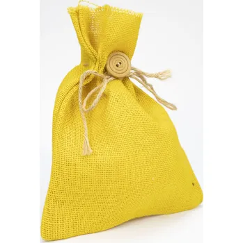Dárková taška Jutový sáček s knoflíkem žlutý