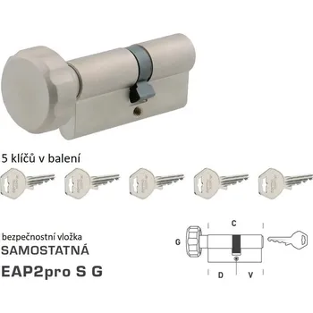 Stavebniny DK - EAP2pro S G - s knoflíkem D 40 + V 40 mm, knoflík uprostřed NP - Nikl perla