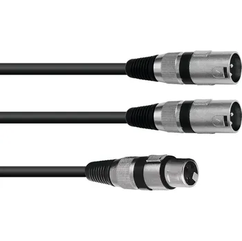 Audio kabel Kabel adaptér XLR samice / 2x XLR samec, délka 0,50 m, černý