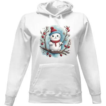 Dámská mikina Dámská mikina s kapucí s potiskem kočičí sněhulák dámské