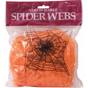 umělá květina Halloween pavučina oranžová, 50g, UV aktivní