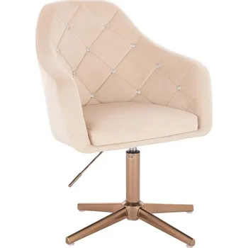 LuxuryForm DESIGN Kosmetické křeslo ROMA VELUR na zlatém kříži - krémové