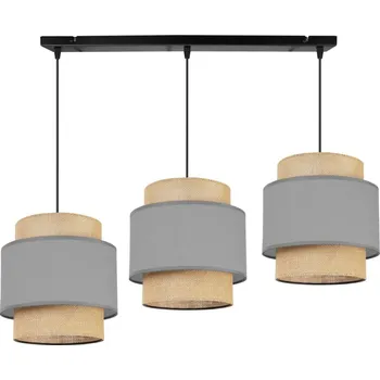 Závěsné svítidlo Boho, 3x jutové/šedé textilní stínítko
