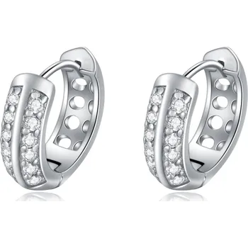 Náušnice NUBIS® Stříbrné náušnice kroužky se zirkony - NB-3143