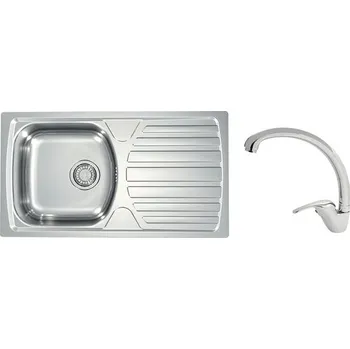 Nerezový dřez Nerezový dřez s baterií ALVEUS Basic 170 Natur 780x435x0,6 mm + baterie Grandia SETA260