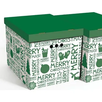 Úložný box Dekorativní kartonová krabička MERRY CHRISTMAS XL, úložný box s víkem 42x32x32cm (Dekorativní krabice. Box je vyroben z pevné lepenky a hodí se ideálně k přechovávání různých předmětů jako je oblečení, hračky, knihy a jiné drobnosti. Díky dekorativnímu po