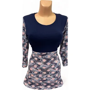 Dámská tunika Modrá halenka kombinovaná NOI, Barva Modrá, Velikost XL 44, Materiál 96% Viskoza 4% Lycra