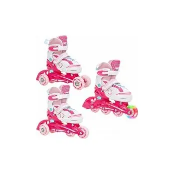 Kolečkové brusle Raven Lia PINK 3v1 svítící kolo LED EU 27-30 brusle + DÁREK DLE VÝBĚRU!